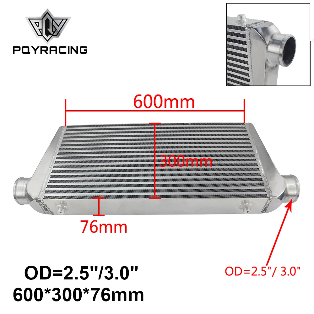 PQY-Универсальный 600*300*76 мм турбо интеркулер OD = 2," /3,0" передний крепежный интеркулер бар и пластина PQY-IN816