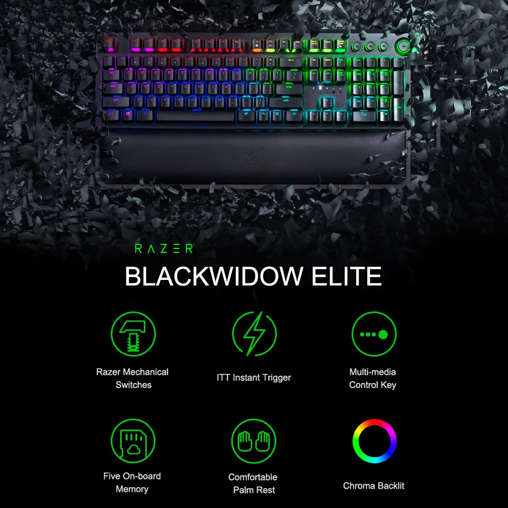 Механическая игровая клавиатура Razer blackтна 104 клавиш RGB подсветка эргономичная с