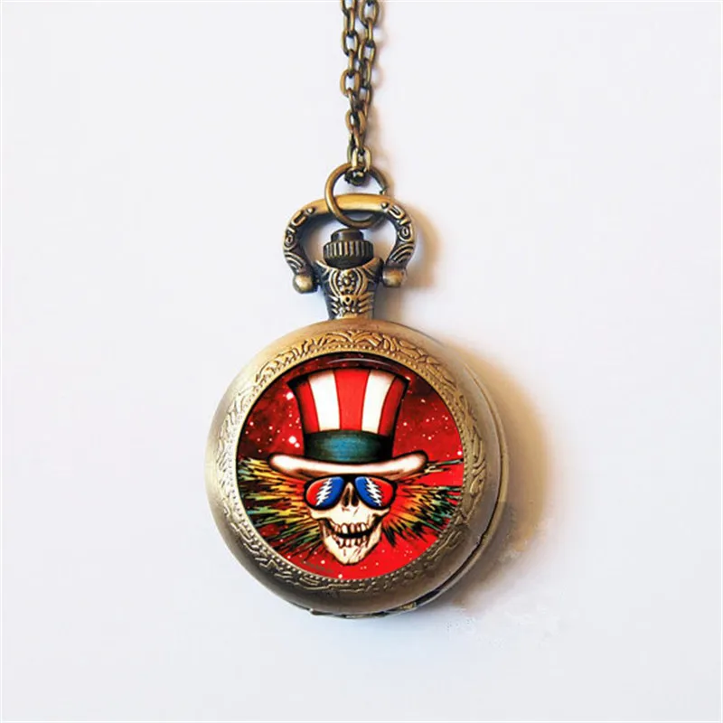 

New Fashion The Grateful Dead Glass Photo Cabochon Pocket watch Necklace fashion jewelry
