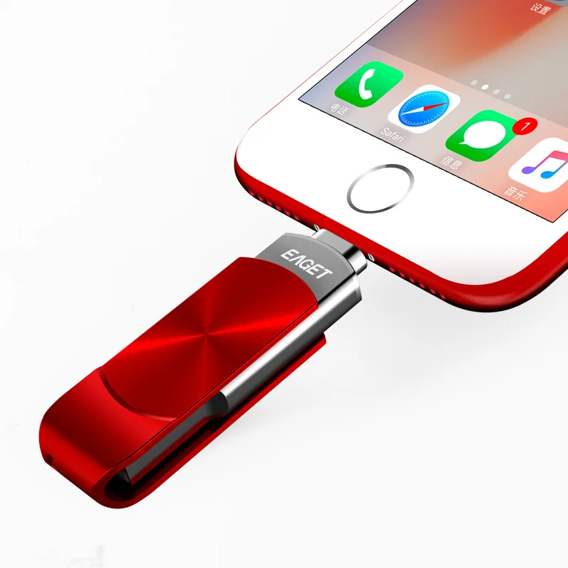 Eaget I66 OTG USB флеш накопитель 64 Гб 128 ГБ 3 0 Флешка шифрование MFI металлический для iPhone