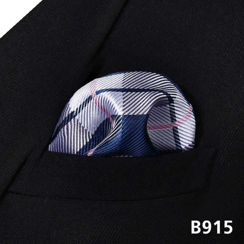 B915 Горошек проверьте мужчин Silk Pocket Square Hanky Свадьба платок# B9 платок классический свадьбу - Цвет: B915
