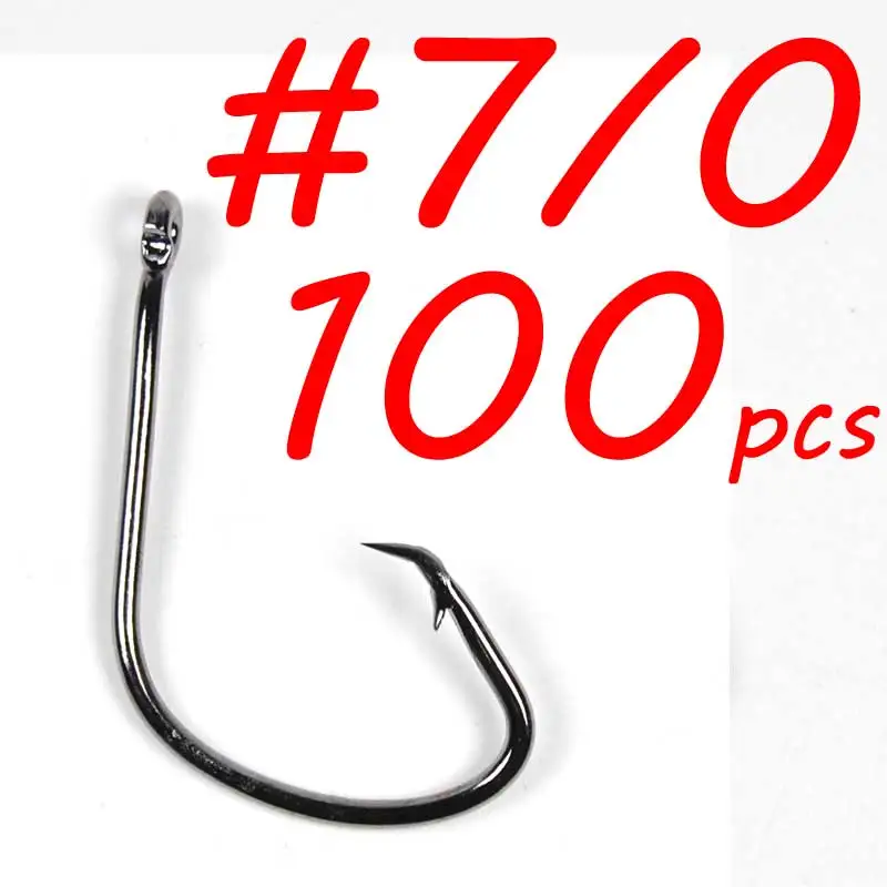 100pcs Size7I0 Black 100 шт. рыболовные крючки, 7381, черный, красный цвет, рыболовные крючки для морской воды, спортивные круглые рыболовные крючки, цена, рыболовные снасти, 3/0, 4/0, 5/0 - Цвет: 100pcs Size7I0 Black