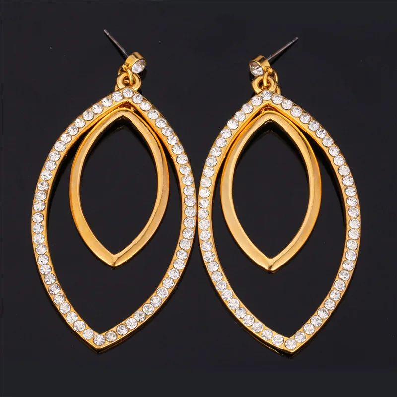 U7 Большие Серьги Позолоченные Со Стразами Ювелирные Изделия Оптом Большой