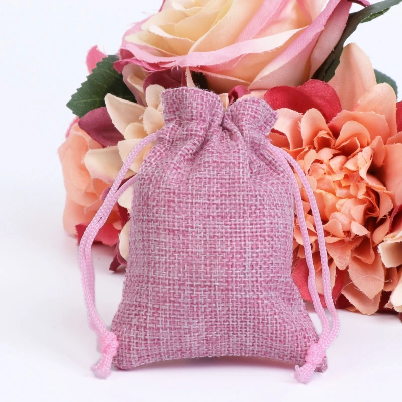 50 шт винтажный натуральный джут Hessian Drawstring мешок мешковины свадебный подарок мешок