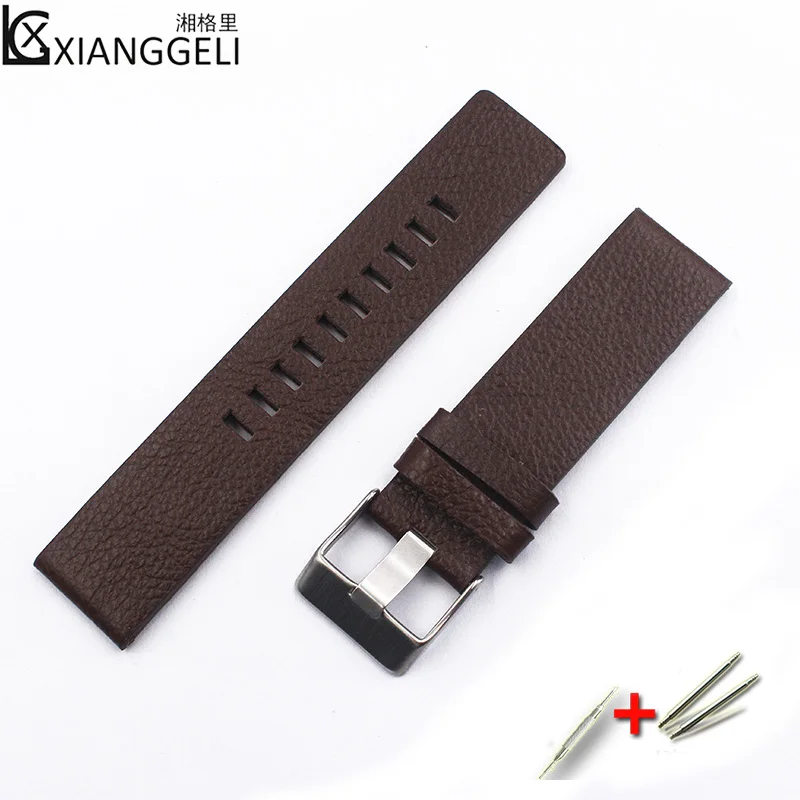 Кожаный ремешок для часов аксессуары для наручных часов 22mm24mm26mm28mm для дизельного топлива, DZ4323DZ1657DZ7257DZ4318DZ7313 Ms. Для мужчин мужских наручных часов - Цвет ремешка: brown