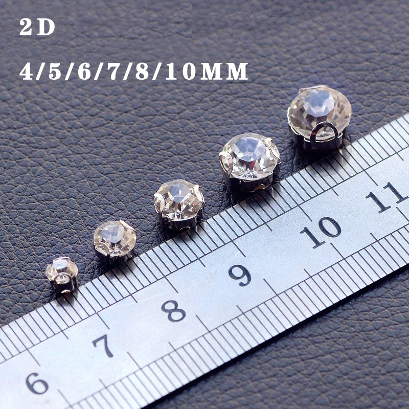 Новинка! Стеклянные пришивные стразы 2D-3D 4 мм-10 мм с серебряной основой женские