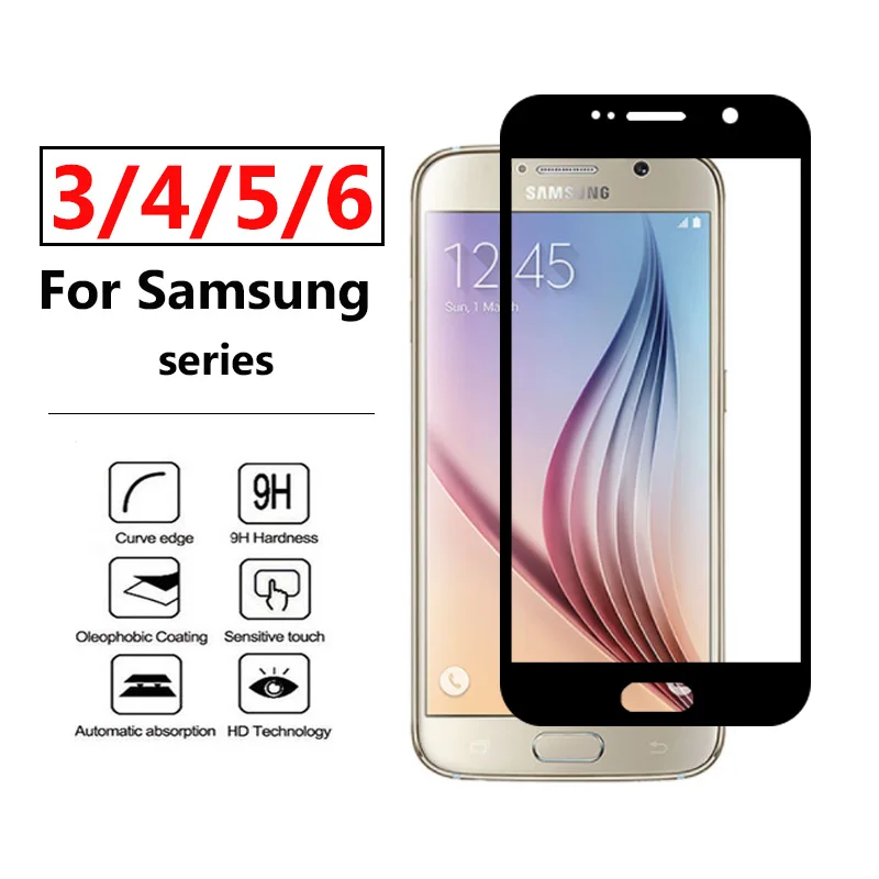 Полное покрытие Защитное стекло для Samsung S6 защита экрана Tremp S3 S4 S5 Mini Закаленное