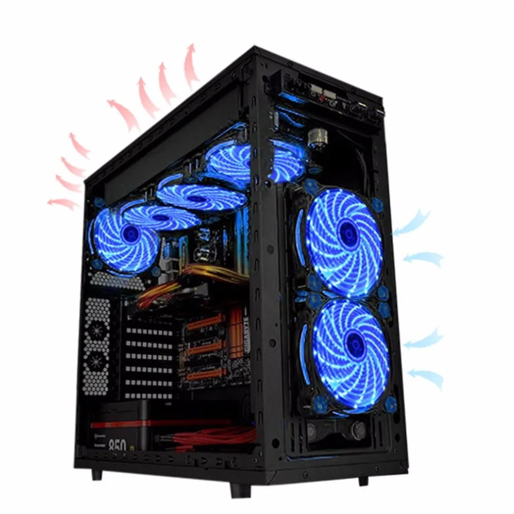 120 мм 15 Светодиодный Ультра тихий компьютер PC чехол Вентилятор охлаждения s 12V с