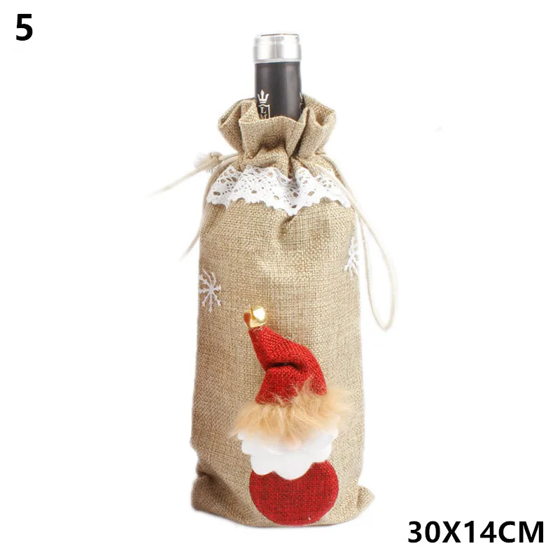 5-Linen Santa Noel новейшая Рождественская Крышка для бутылки вина Санта Клаус рождественские украшения для дома натальный Ужин Декор подарок на год - Цвет: 5-Linen Santa