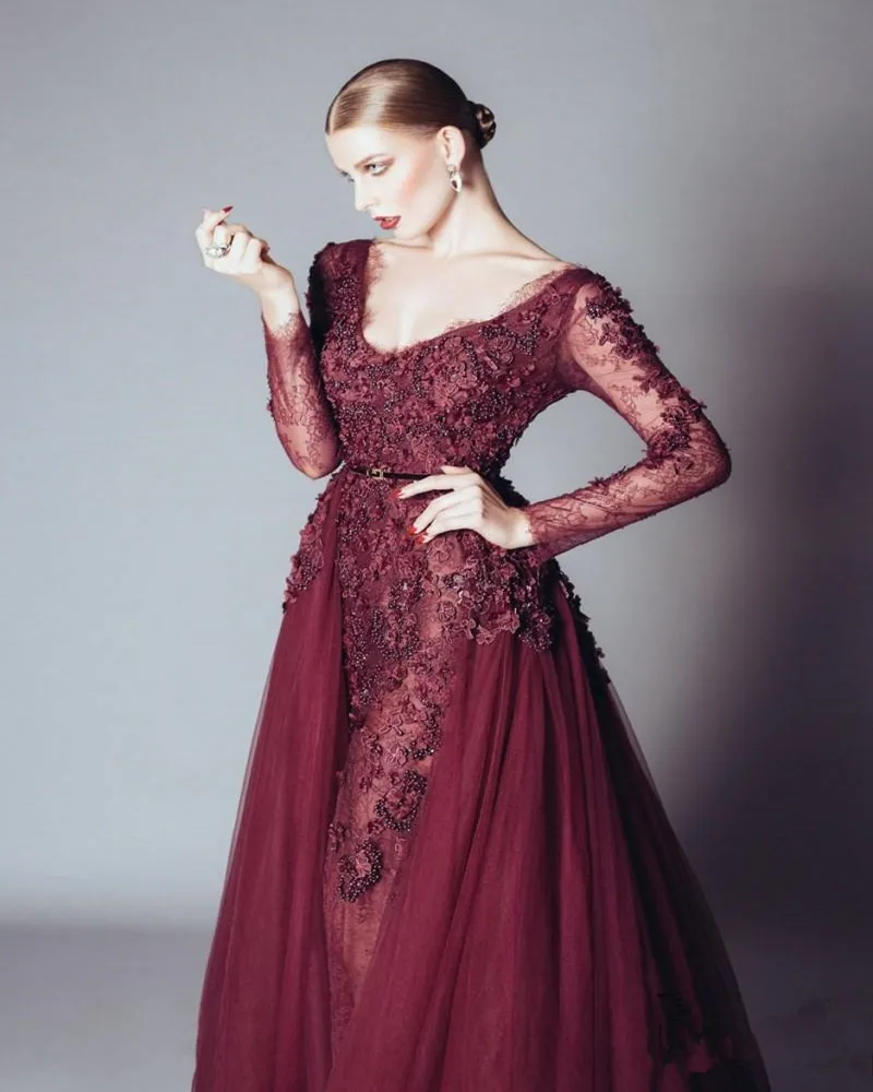 Сексуальное вечернее платье 2019 с V-образным вырезом и длинным рукавом женское Saab