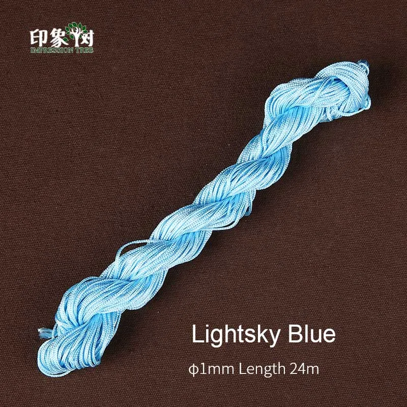 Lightsky Blue 1 шт. длина 24 м* 1 мм Разноцветные нейлоновые веревки для макраме DIY кисточка браслет для бисероплетения китайские узлы нить для изготовления ювелирных изделий 404 - Цвет: Lightsky Blue