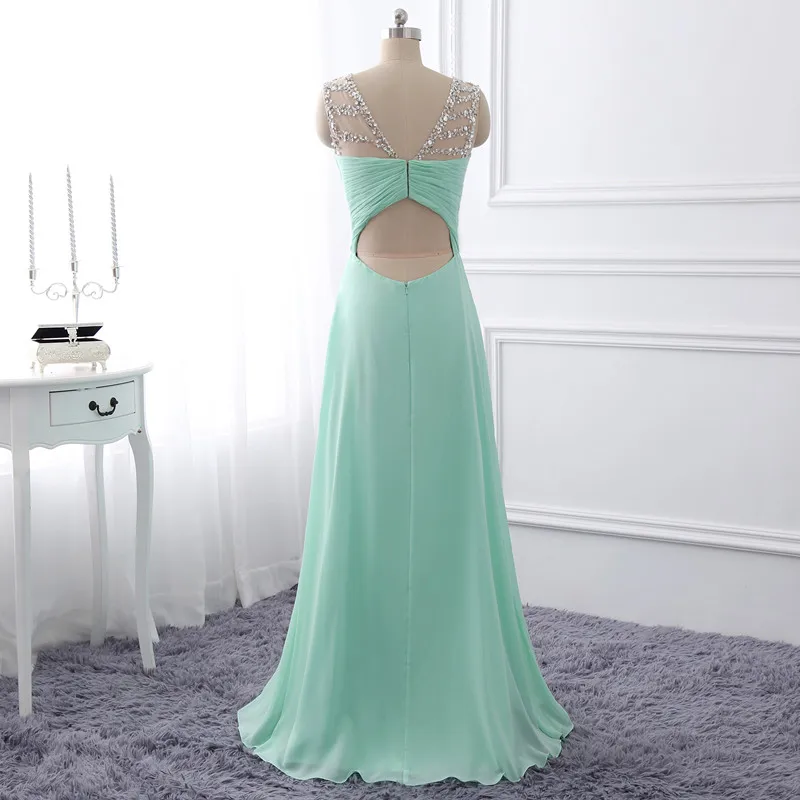 Элегантное очаровательное мятно-зеленое платье для выпускного вечера с бисером
