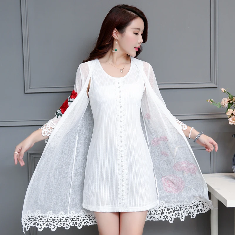 Новинка весна и осень 2020 женский европейский вышитый цветок кружева длинный