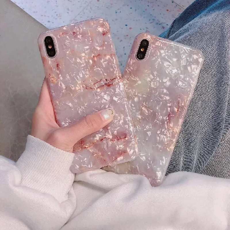 Мраморный нефритовый чехол с трещинами для iPhone 11 Pro X XR XS MAX глянцевые Мягкие