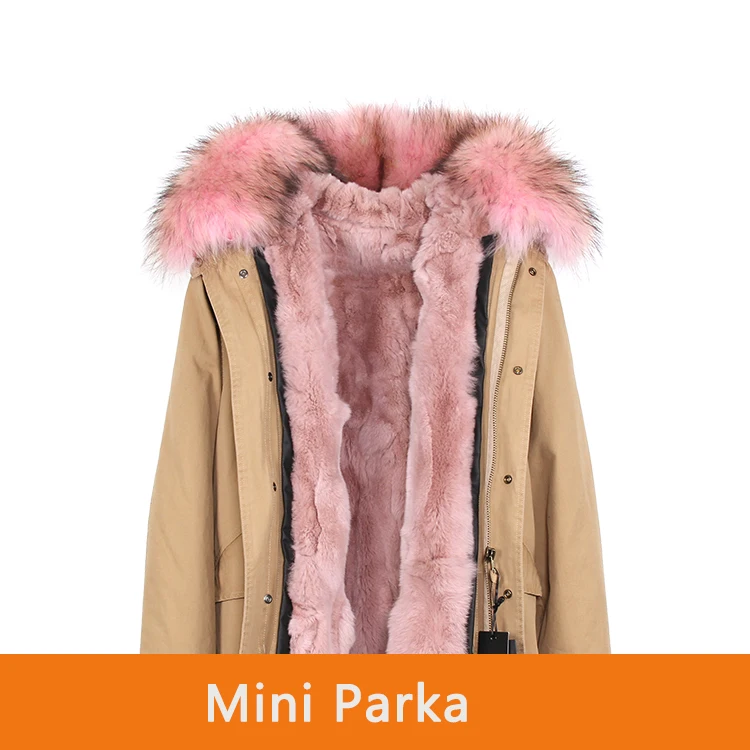 color 26 JAZZEVAR женская куртка армейский зеленый воротник из меха енота парка с капюшоном верхняя одежда со съемным из кроличьего меха зимняя куртка с подкладкой - Цвет: color 26