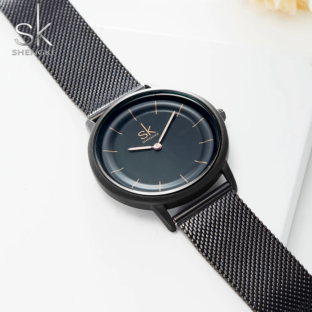 SK кожаные часы для женщин Простые Модные кварцевые часы для Reloj Mujer женские наручные часы SHENGKE Relogio Feminino