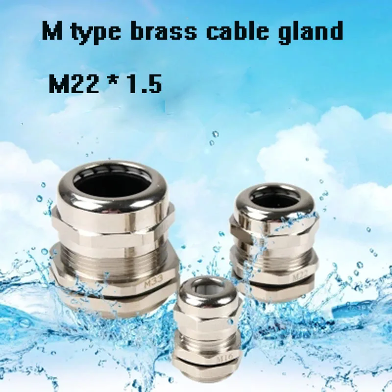 

1piece M22*1.5 Nickel Brass Metal IP68 Waterproof Cable Glands Connector Wire Glands for 10-14mm cable free shipping