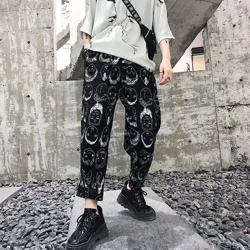 M-xl! Летние Новые мужские Свободные повседневные штаны с персональным принтом из мультфильмов, Мужские Молодежные штаны-шаровары в стиле хип-хоп, девять штанов