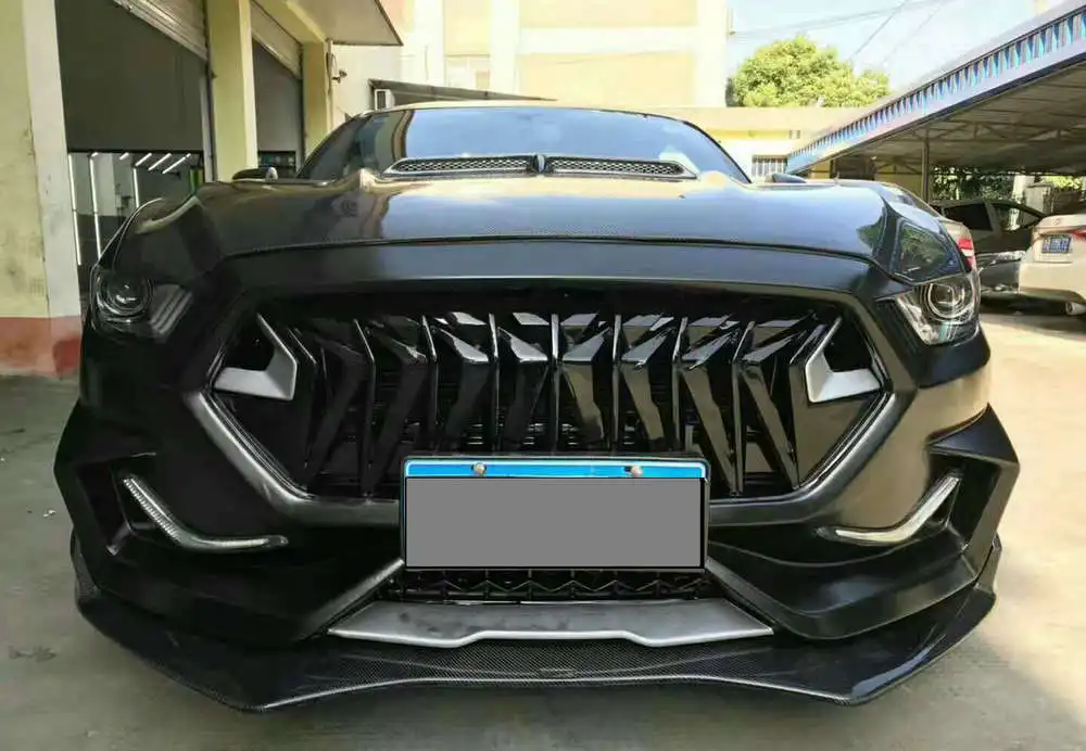 Автомобильный кузов бамперы для Ford Mustang обвес бамперы-(FRP передний бампер+ углеродное волокно передний спойлер+ гриль