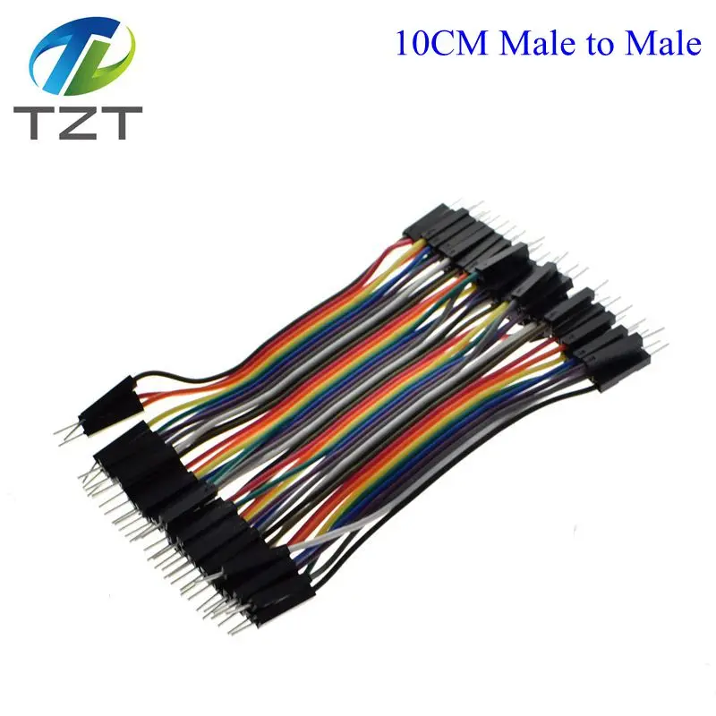 10cm Male to Male 40 шт. TZT Dupont Line 10/20/30 см мужской+ Женский Мужской и Женский Соединительный провод Dupont кабель для arduino DIY KIT - Цвет: 10cm Male to Male