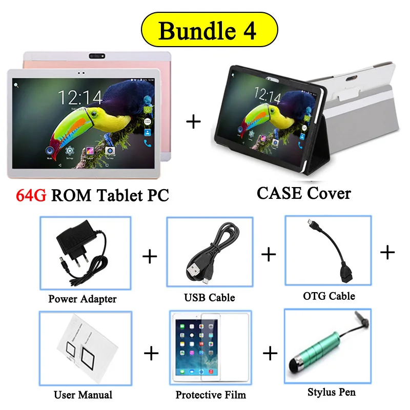 64GB TAB ADD CASE Быстрая Google 10 дюймовый планшетный ПК 3g 4G LTE Android 8,0 Восьмиядерный 4 Гб ram 64 Гб rom WiFi gps 10,1 ips 1280*800+ подарок - Комплект: 64GB TAB ADD CASE