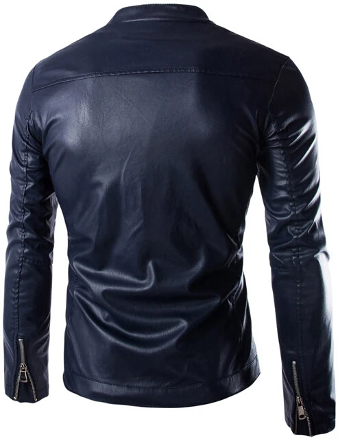 Модные осенние и зимние кожаные куртки Для мужчин PU пальто мотоцикла тонкий