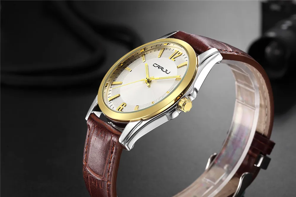 Зимняя распродажа Ультратонкие мужские кварцевые часы из натуральной кожи с