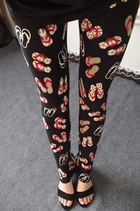 Flower Printed Leggings Sexy Women Lady Slim High Elastic Cotton Pants Multiple - Цвет: 7