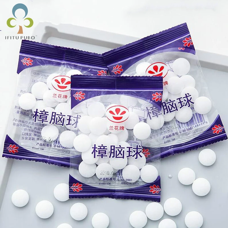 4 Bags=80Pcs Natural Mothballs Mouldproof Camphor Ball Wardrobe Shoe Odor Removal insect-resistant moth-proofing GYH