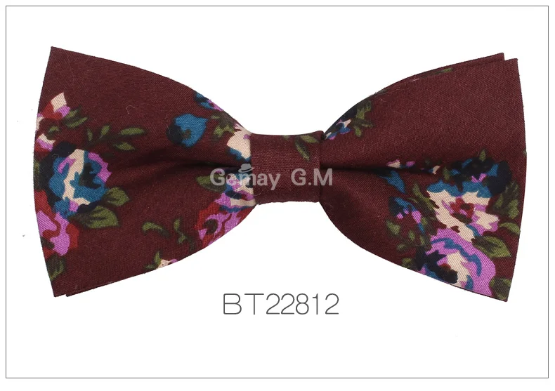 BT22812 Костюмы, хлопчатобумажные галстуки-бабочки для мужчин, модные регулируемые цветочные галстуки-бабочки для свадебной вечеринки, жениха, бабочки для взрослых, повседневные галстуки-бабочки - Цвет: BT22812