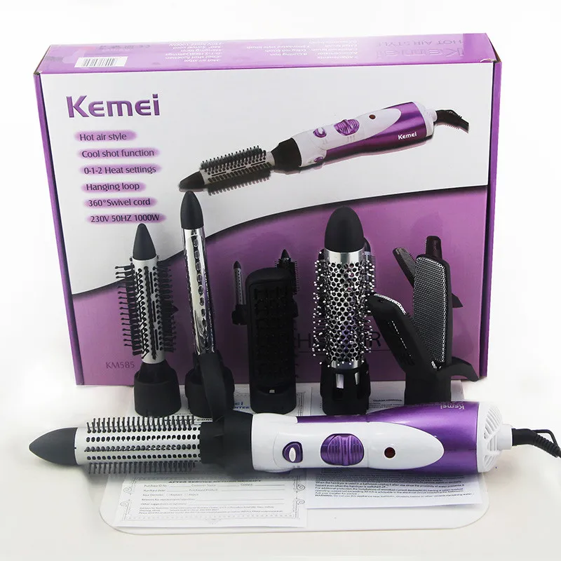 Kemei 7в1 Фены многофункциональные локоны для завивки волос портативное горячее и холодное бигуди палочка выпрямитель утюжок EU KM-585 инструмент для укладки