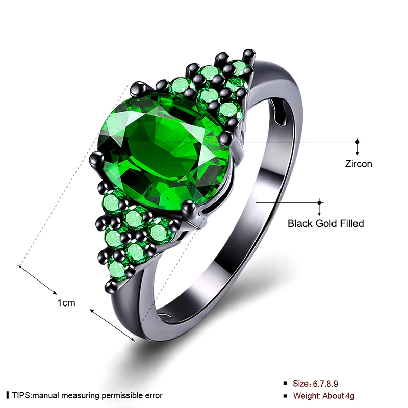 Gorgeous Oval Zircon Black Gold Filled Wedding Rings For Women Tiny Cubic Zirconia Halo Engagement Ring Anillos Mujer LBR1130 | Украшения и