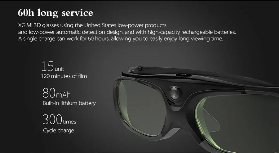 XGIMI затвора 3D стекло es виртуальной реальности ЖК стекло для XGIMI H1/XGIMI H2/Z6/H1S/XGIMI Z3/JMGO проектор Встроенный аккумулятор