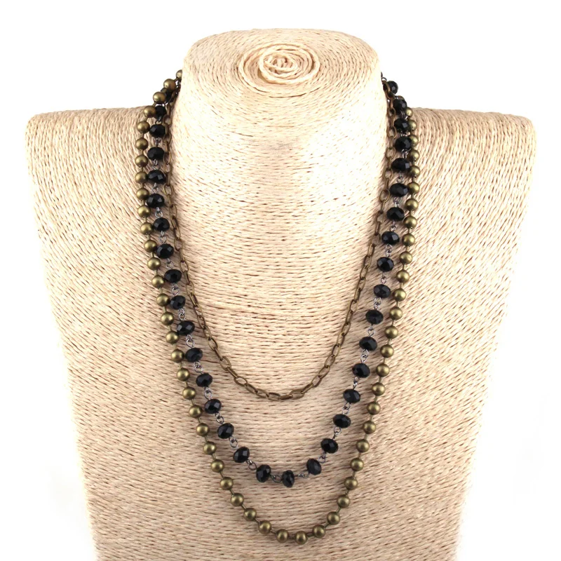 Модное богемное этническое ювелирное изделие 3 слоя Хрустальный Розарий звено и