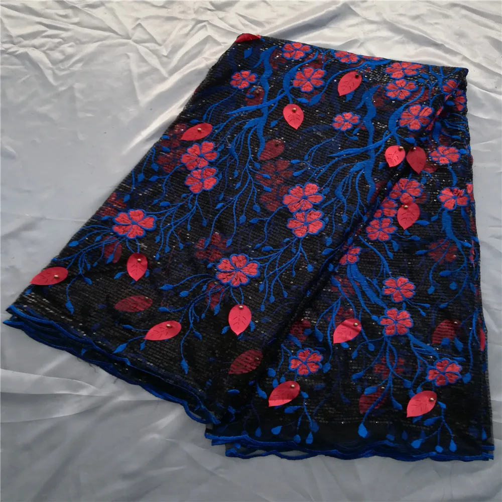 5 ярдов 3d кружева ткани синий и красный Французский Кружева для формального