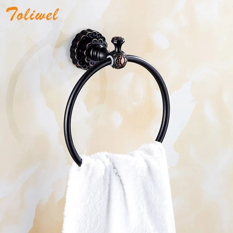 Набор аксессуаров для ванной комнаты черный латунный держатель полотенец