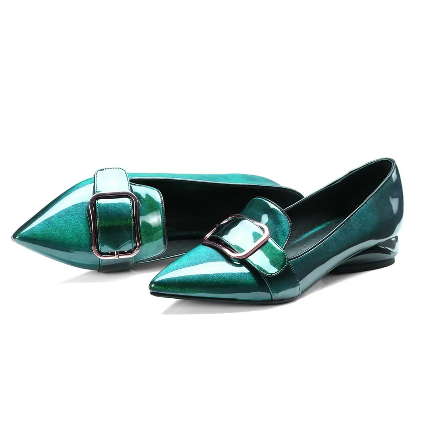 Женские туфли-лодочки QUTAA модные туфли из лакированной кожи с острым носком без