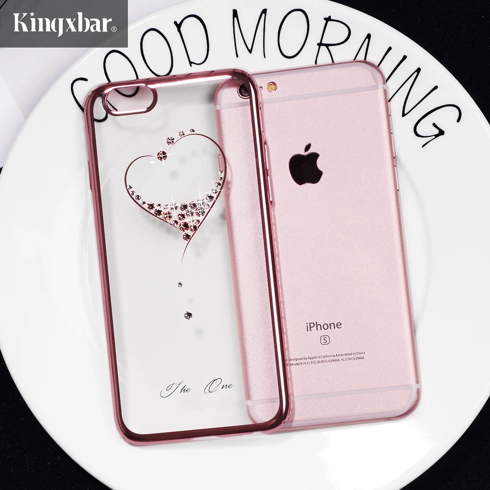 KINGXBAR для iPhone X 6 6s 7 8 Plus кристаллами от Swarovski Diamond Flower прозрачный чехол Чехол плюс