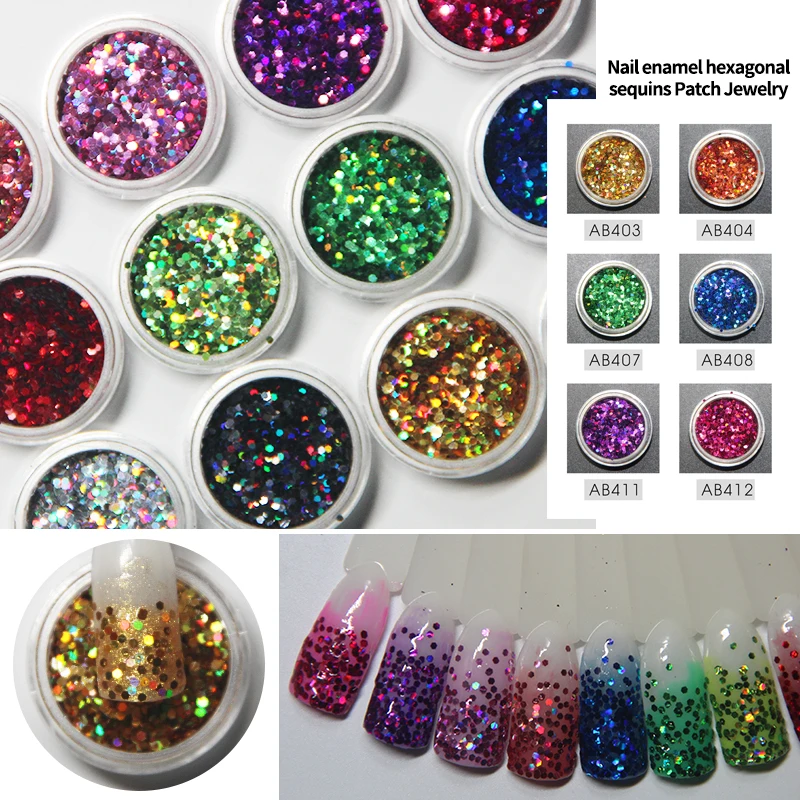 Красочные эмалированные шестигранные блестки для дизайна ногтей Хамелеон