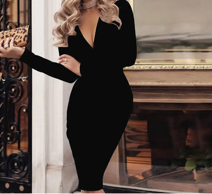Новинка 2019 женское летнее элегантное облегающее платье с длинным рукавом