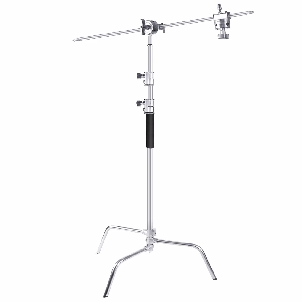 Neewer C-Stand with Sliding Legs, 4.9'–10.1'/149-309cm Adjustable Stainless Steel Stand with Grip Arm &Grip Head for Photography