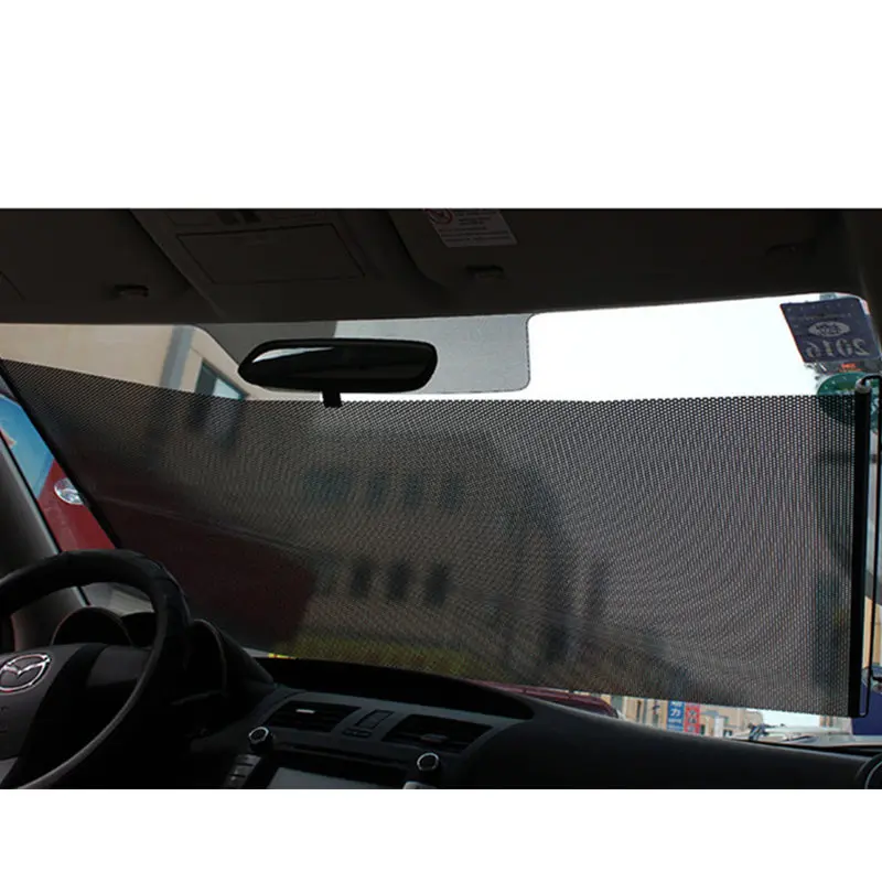 

GSPSCN Retractable PVC Car Window Sunshades Auto Front Rear Side Windows Sun Shade Anti-UV Protection Sun Visor Gray/Black