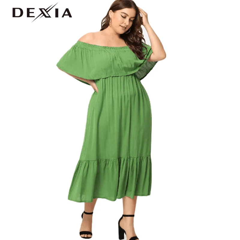 DEXIA лето плюс размеры 3XL 4XL 5XL для женщин большой платье повседневное однотонные