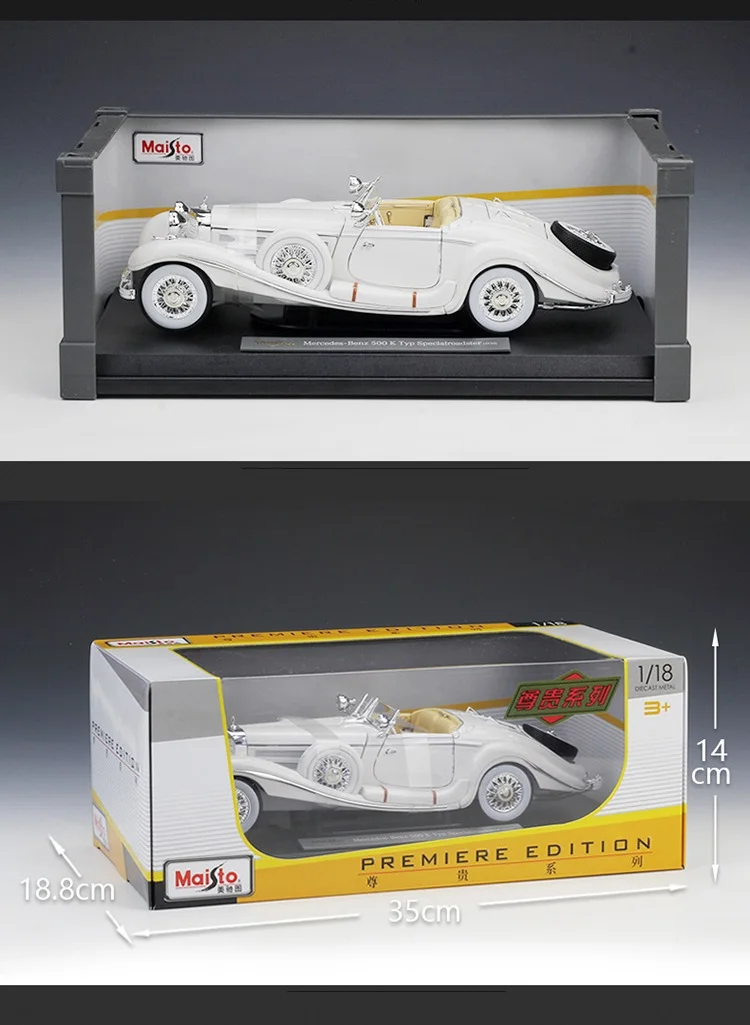 1:18 Maisto Benz 500K 1936 белый/красный/фиолетовый литье под давлением модель автомобиля
