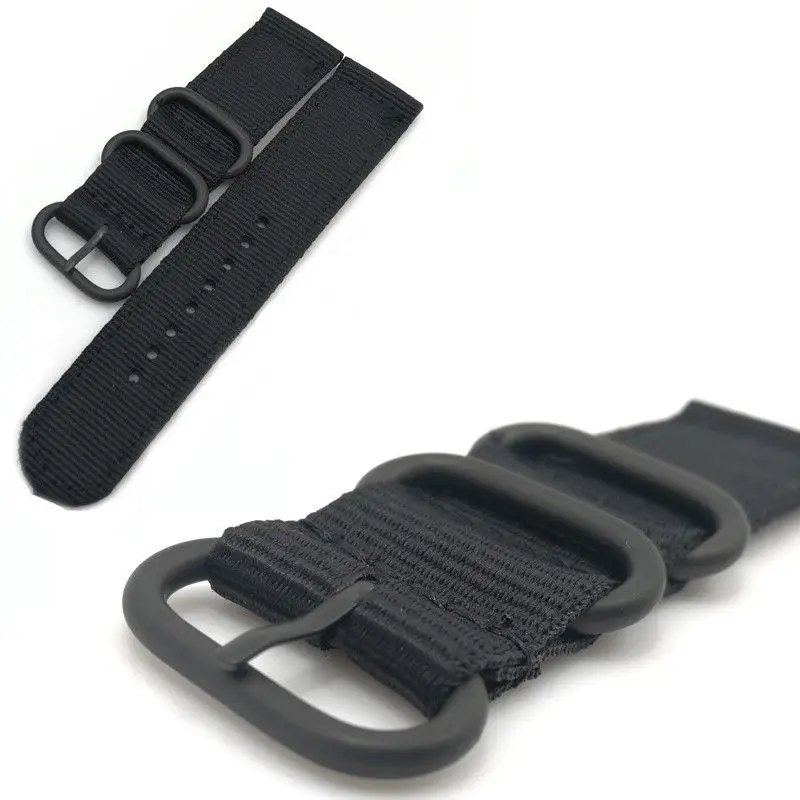 Black B 22mm 18/20 мм/22 мм/24 мм нейлоновый, тканевый, Холщовый наручный ремешок для часов в стиле милитари с классической пряжкой в стиле карго(без quick release шпильки - Цвет ремешка: Black B 22mm