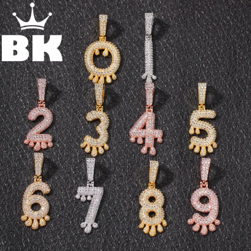 Blingbling CZ Drops Bubble Number 0 9 подвеска с веревочной цепочкой медные цифры Золото Серебро
