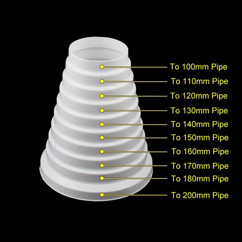 

Ventilation Pipeline Reducer 100mm-200mm, pipe line adopter 4" to 8" in size