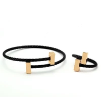luxury brand chain link girls women charm beads bangles simple design stainless steel open fashion cuff female bracelets