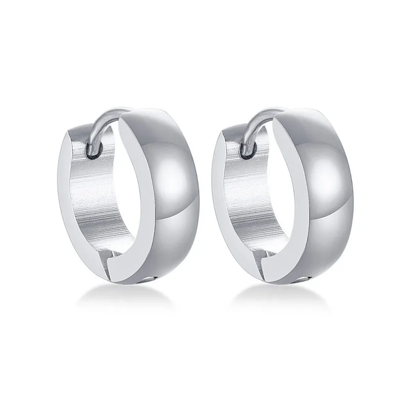 silver color Мужские Серьги черные Huggie Hoop Guys Cyber corp. готический панк-рок нержавеющая сталь Средний круг Brincos - Окраска металла: silver color