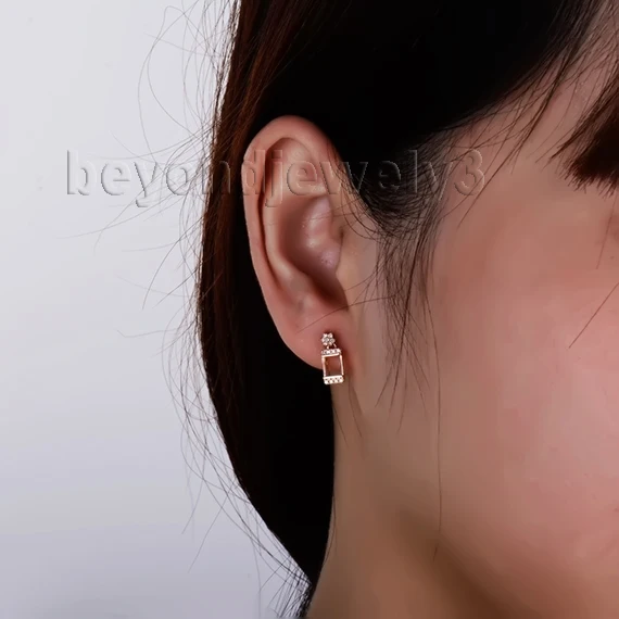 Новинка однотонные серьги из розового золота 18 карат с бриллиантами 4 5 мм WE040 |